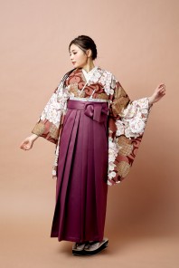 atelierL　二尺袖/袴　流水に雪輪とぼたん